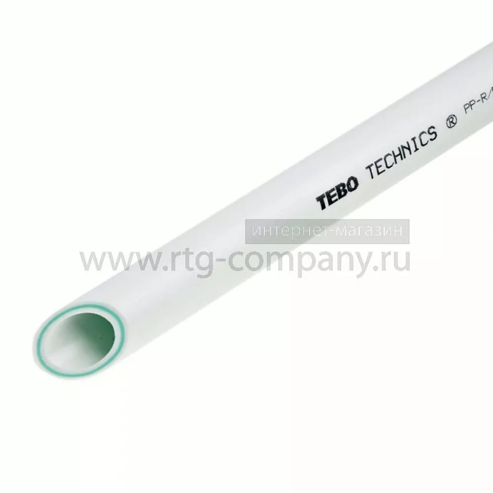 Труба полипропиленовая PPRC PN 25 / 50 *8,4 (SDR 6) TEBO армир. стекловолокном, белая (уп.20 п/м)